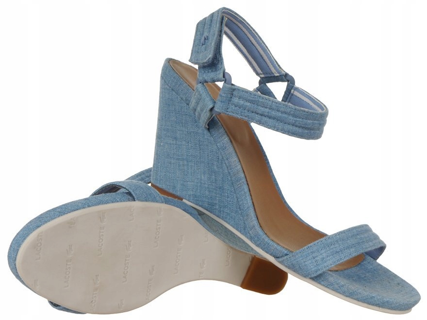 Lacoste dámské sandály Karoly 3 Srw Blu Textile na klínku, velikost 40,5