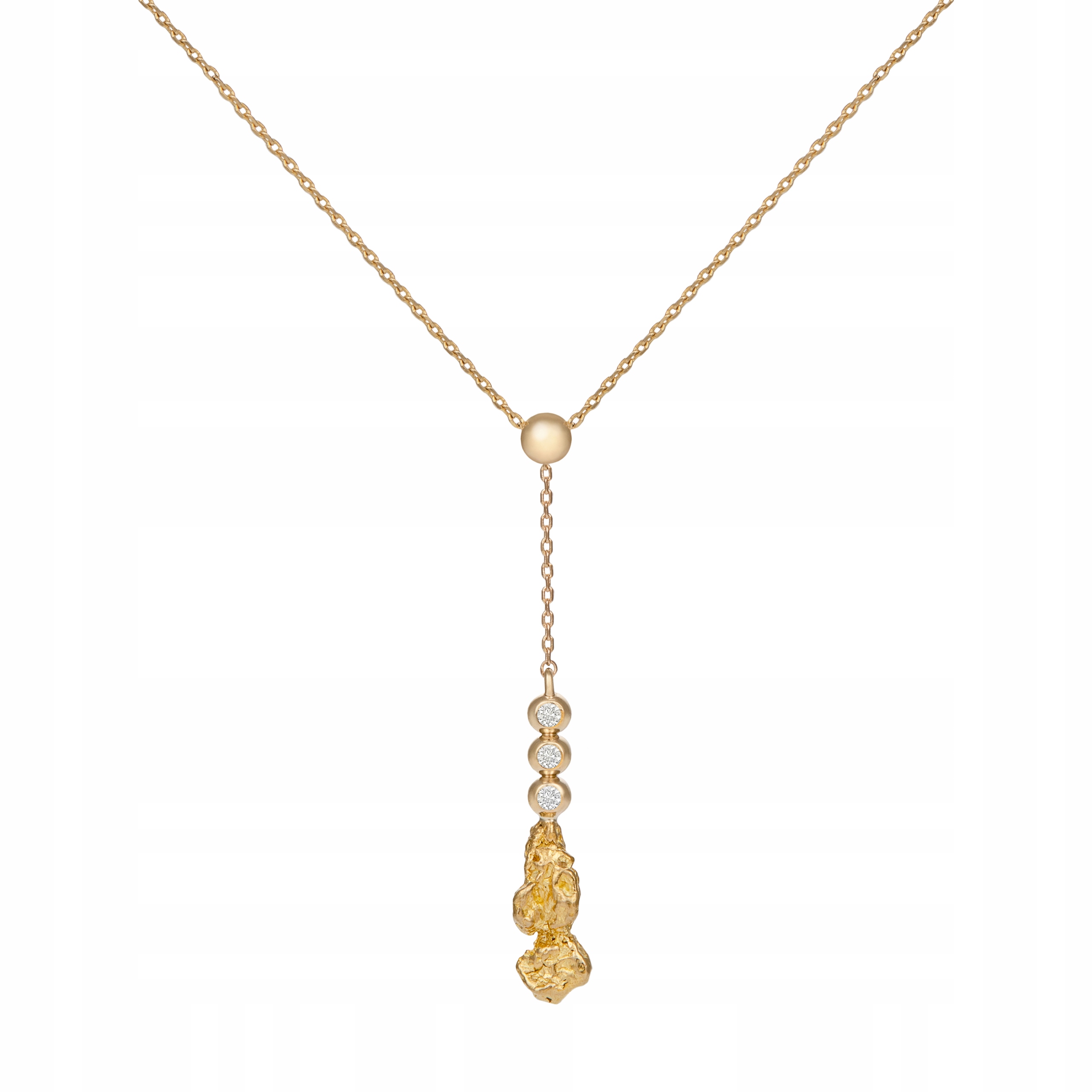 Náhrdelník třemi diamanty a zlatým centrem