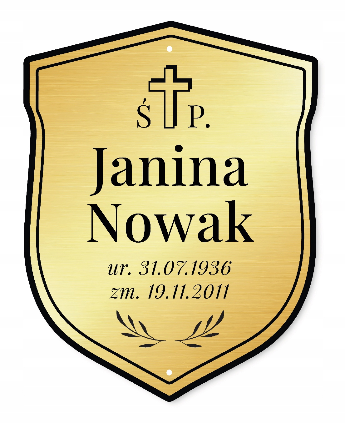 

Tabliczka Nagrobna na grób krzyż grawer złota