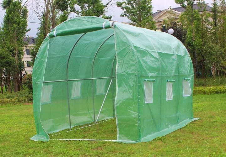 TUNEL FOLIOWY OGRODOWY 9m 200x450cm ZIELONY DRZWI Z ZAMKIEM OCHRONA UV Długość 450 cm