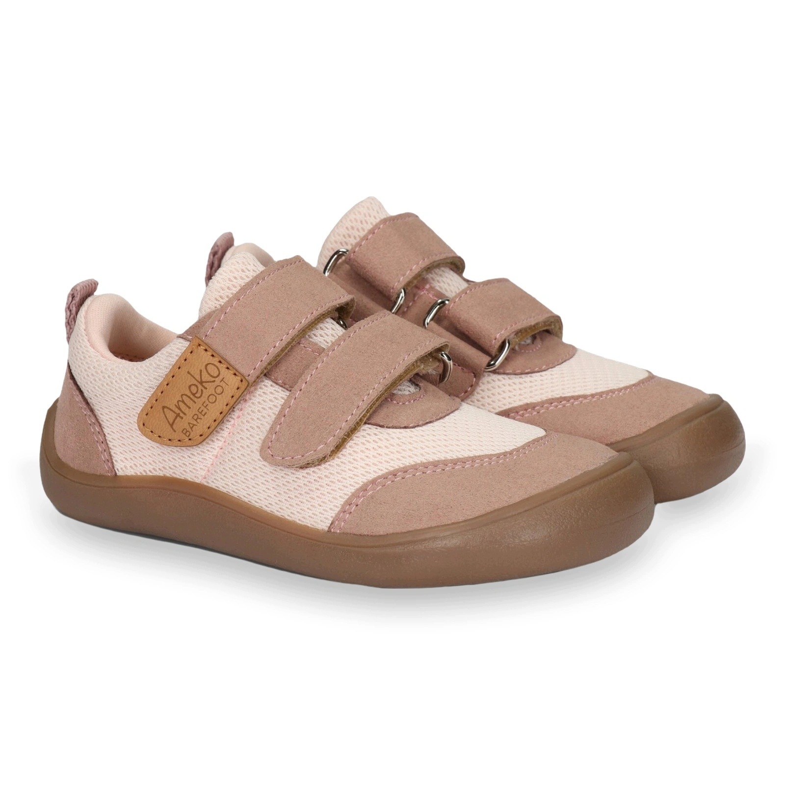 Buty barefoot sneakersy lekkie dziecięce na rzepy Ameko Flax Pink 27