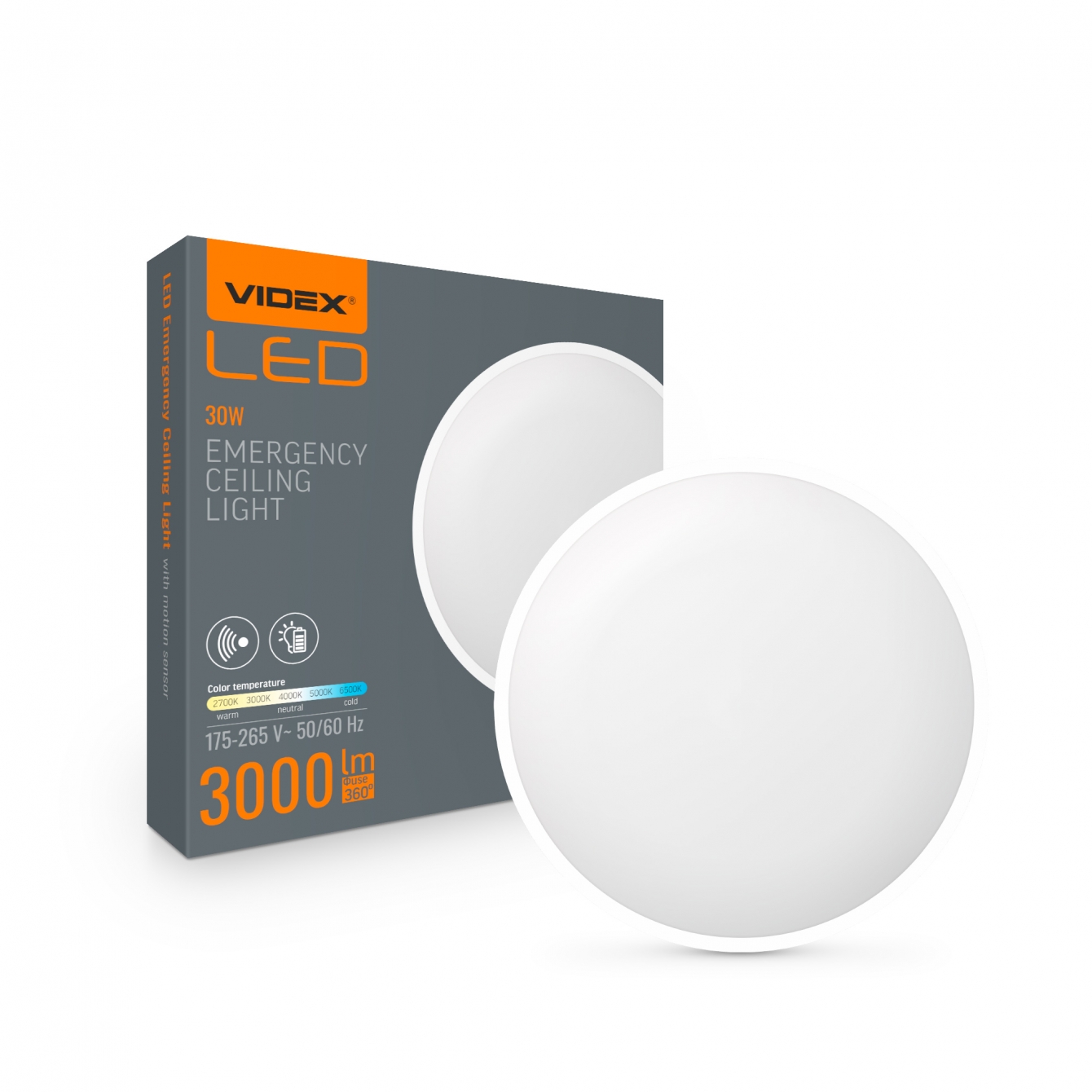 Plafon Awaryjny Dwufunkcyjny 15W,25W,30W Cct Czujnik Ruchu