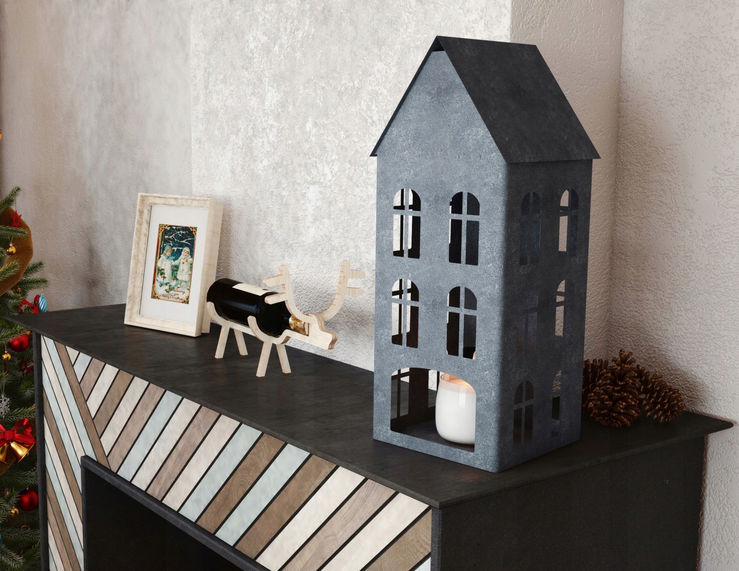 DOMEK LAMPION NA LED SWIECE LATARNIA HANDMADE PARAPET STÓŁ LOFT LATARENKA Kod producenta LampionKAPAGA7040