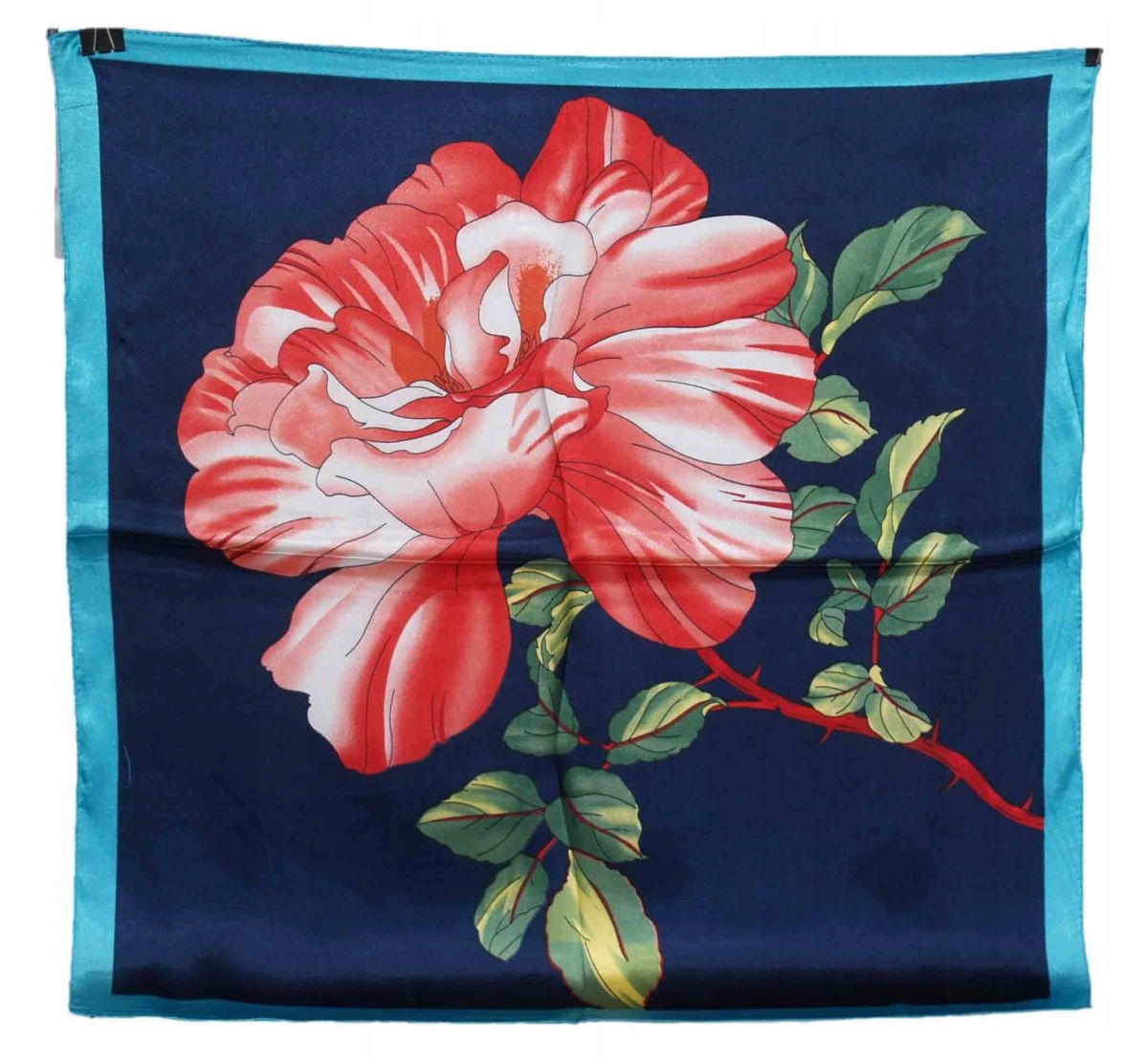 

Apaszka jedwabna czerwona róża w granacie