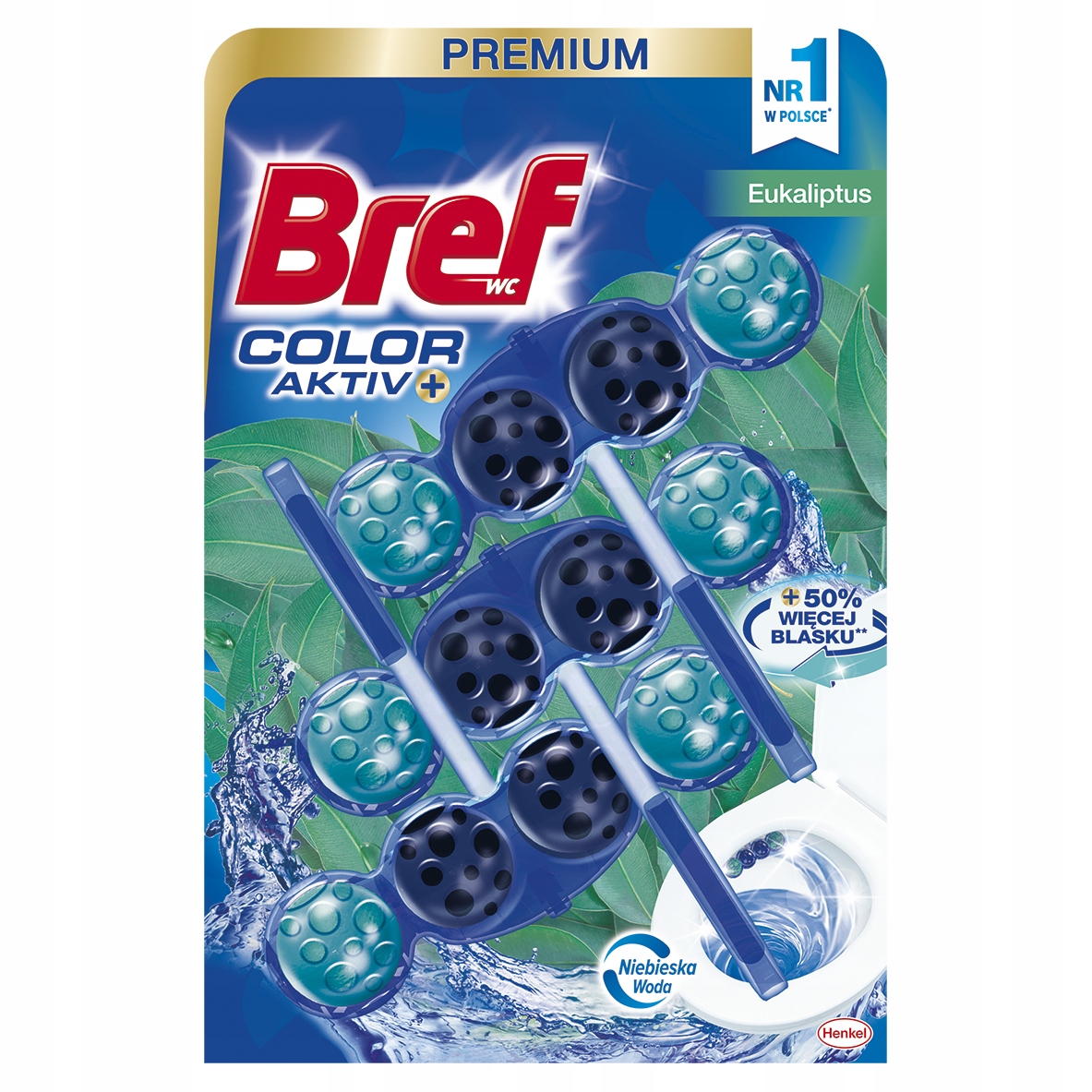 ZAWIESZKA DO WC BREF EUKALIPTUS COLOR AKTIV 3X 50G
