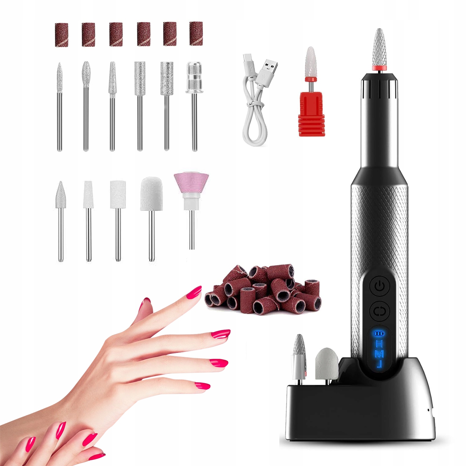 Profesionální Bruska Na Nehty Manikúra 20000RPM Bezdrátová Sada