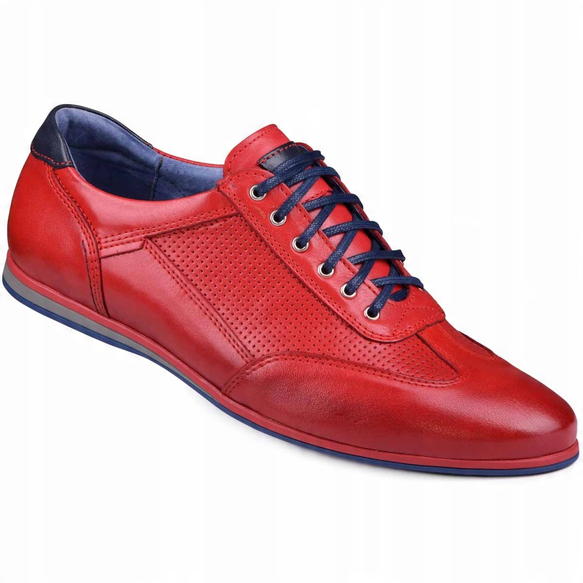 

Buty męskie skórzane czerwone casual Kampol r42