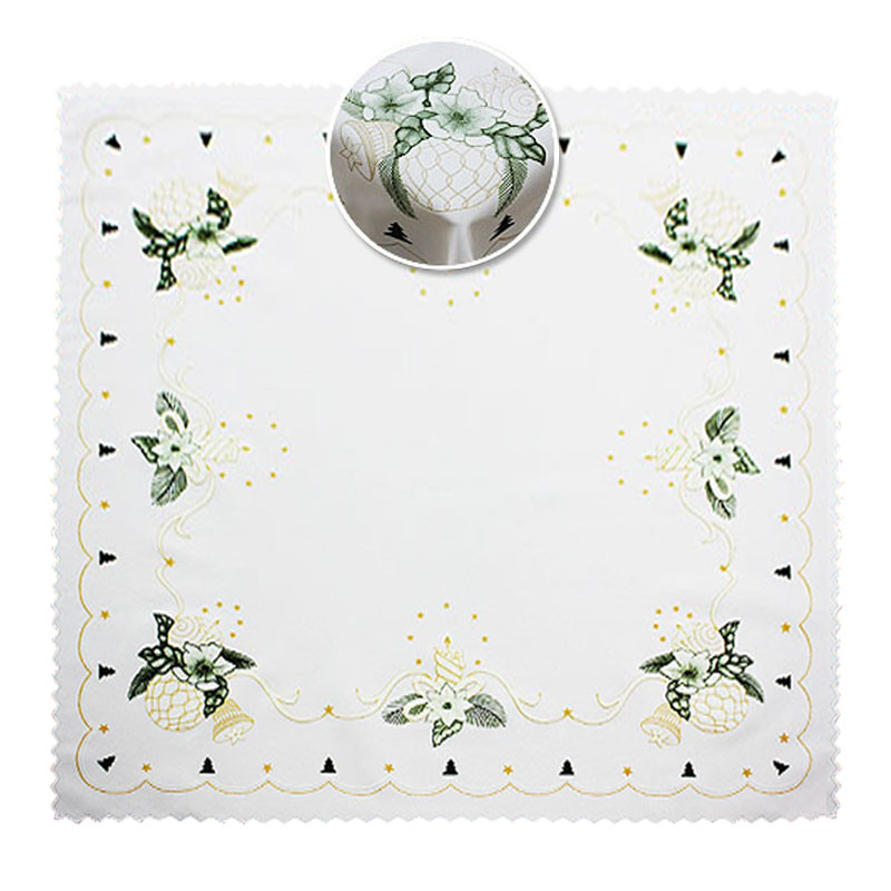 

Obrus biały złoto-zielony w bombki 75x75 cm