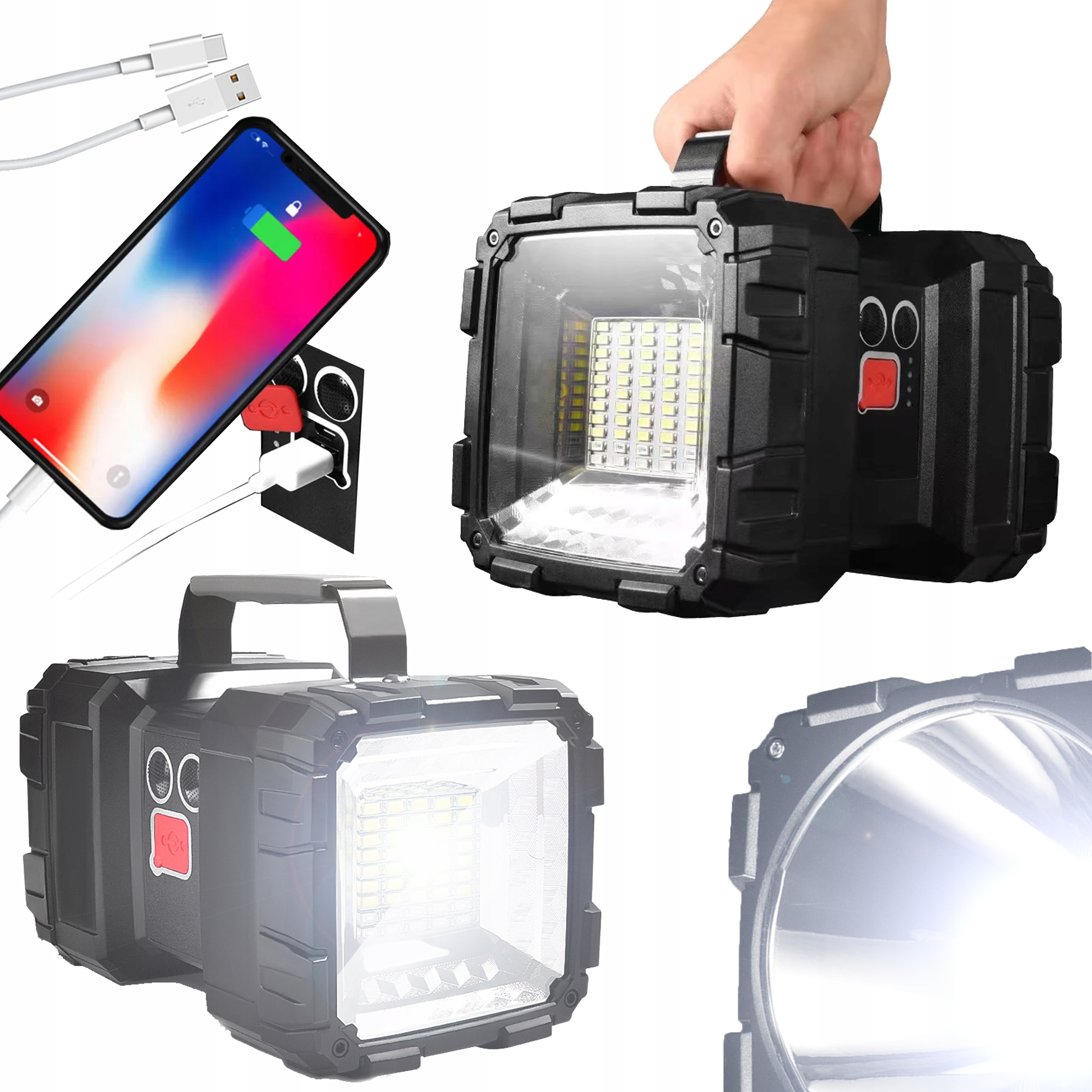 

Latarka Led Akumulatorowa szperacz mocna Powerbank