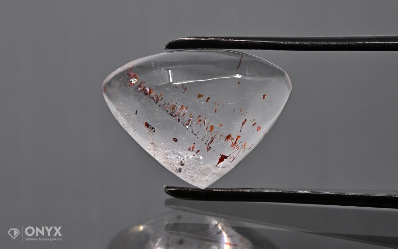 Jahodový křemen kabošon slza 20,5x15 mm