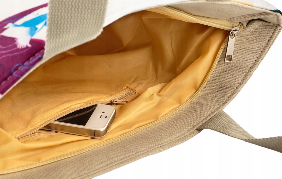 Torba plażowa miejska zakupy shopper A4 flamingi Materiał dominujący tkanina