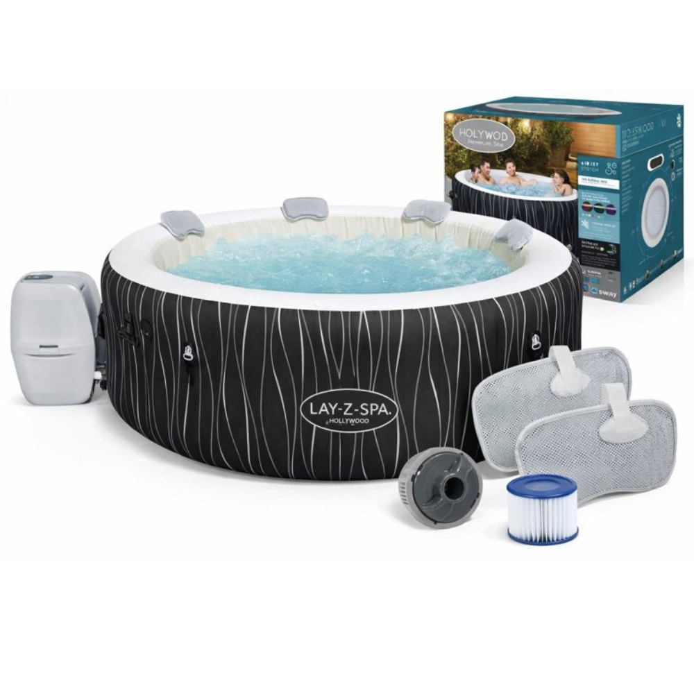 BESTWAY 60059 BASEN Z HYDROMASAŻEM DMUCHANY OKRĄGŁY 908 L LED SPA HOLLYWOOD