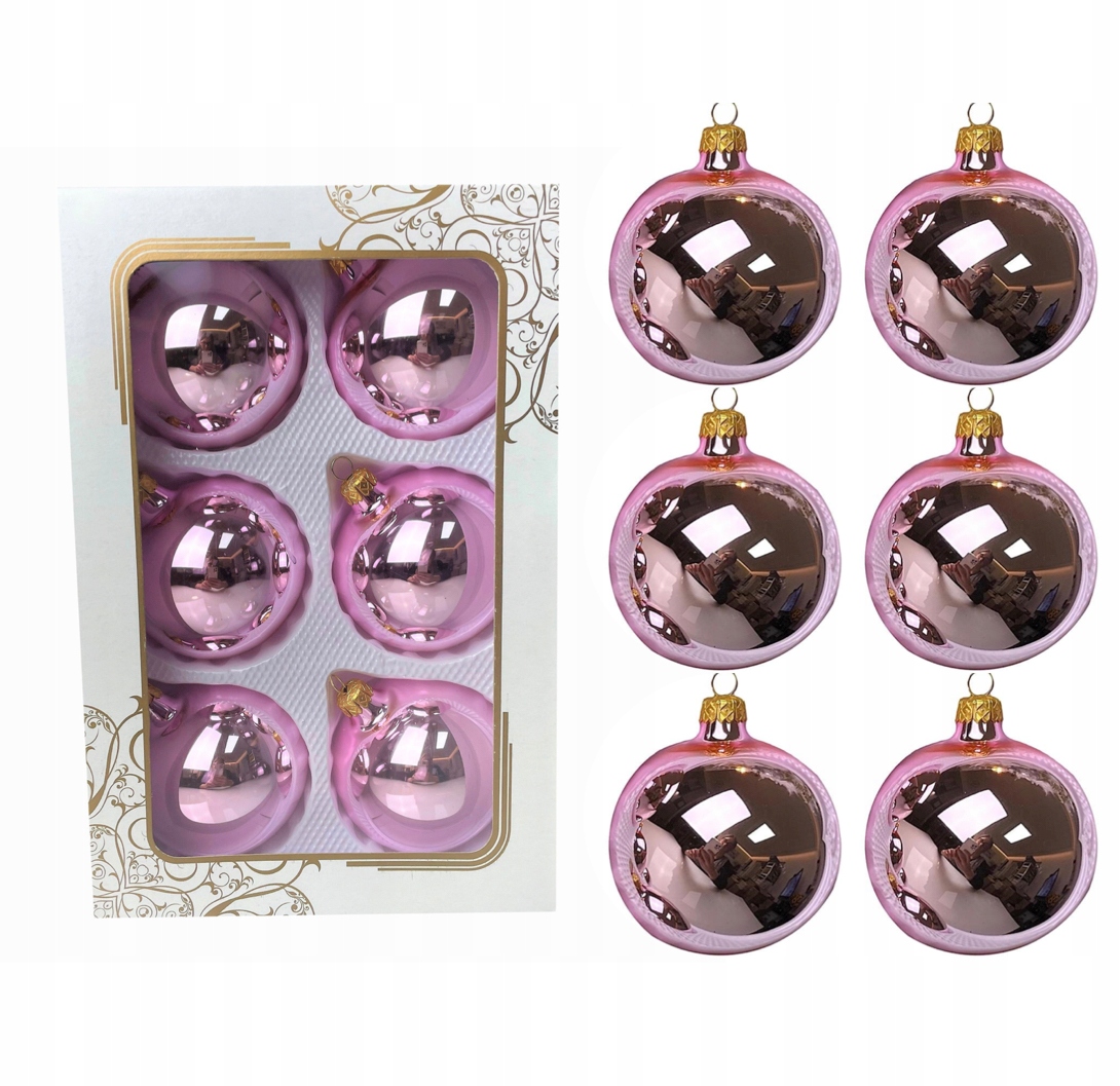 

Kpl bombek 6szt bombki bańki szklane 8cm różowy