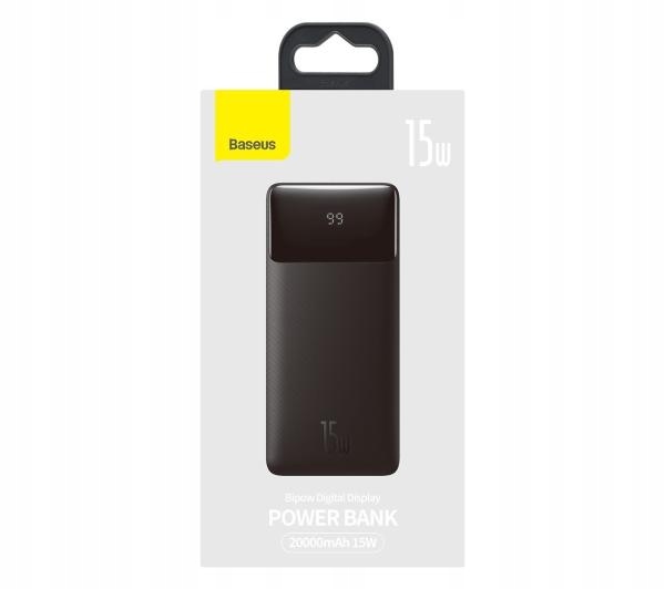 Powerbank Baseus Bipow 20000 mAh 2x USB / USB-C QC PD 15W Czarny Złącza USB typ C microUSB USB typ A