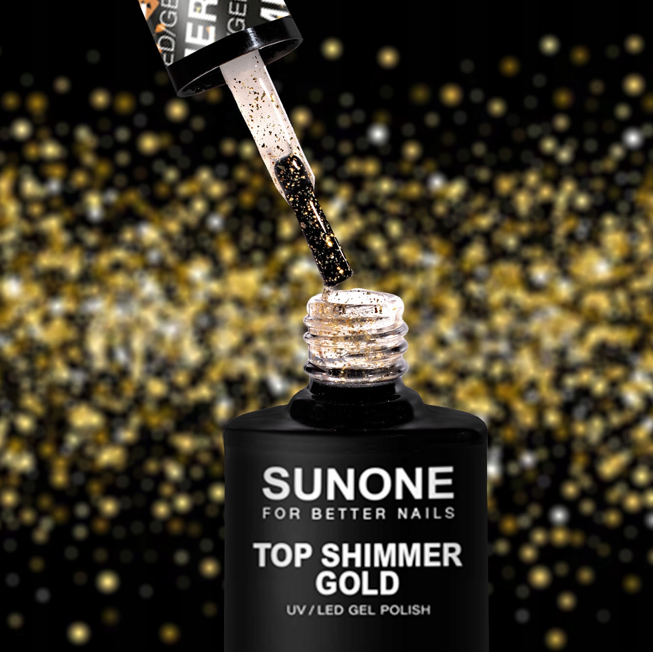 SUNONE TOP SHIMMER GOLD NA LAKIER HYBRYDOWY 5ml Marka SUNONE