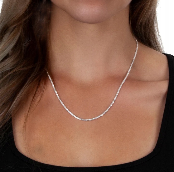 ŁAŃCUSZEK SREBRNY 925 NASZYJNIK DAMSKI DIAMENTOWANY MARGARITA 50 cm. SREBRO Długość całkowita 50 cm