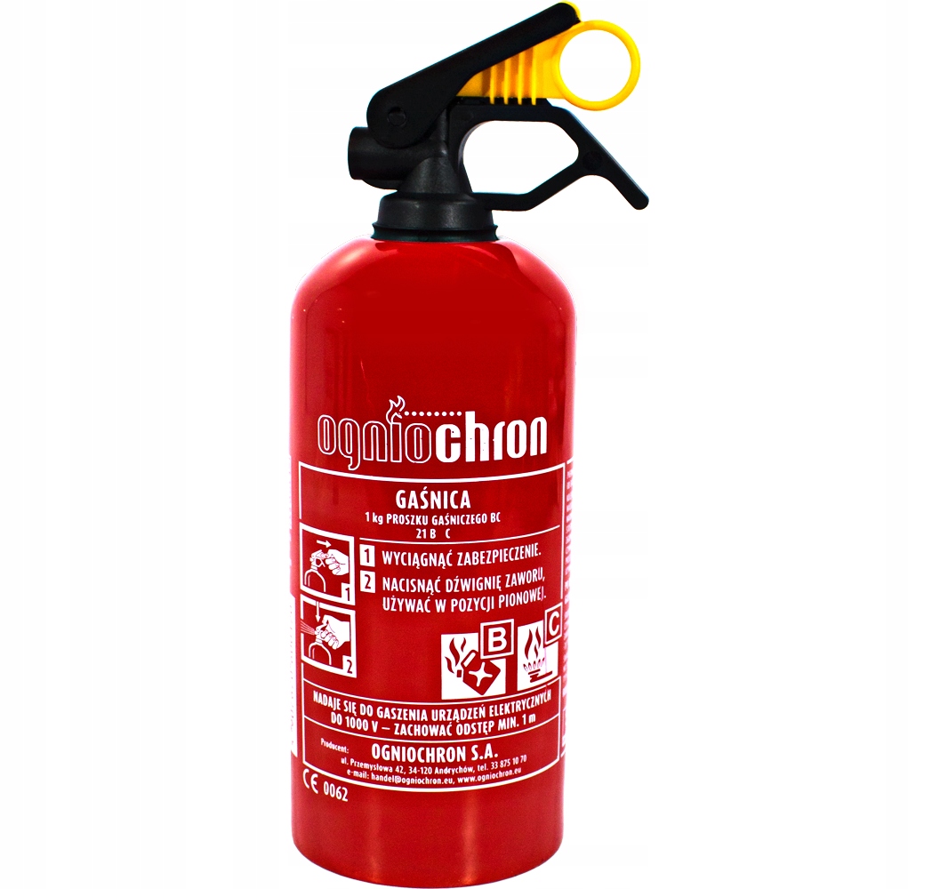 ZESTAW GAŚNICA SAMOCHODOWA PROSZKOWA OGNIOCHRON 1 KG + APTECZKA SAMOCHODOWA Waga produktu z opakowaniem jednostkowym 1 kg