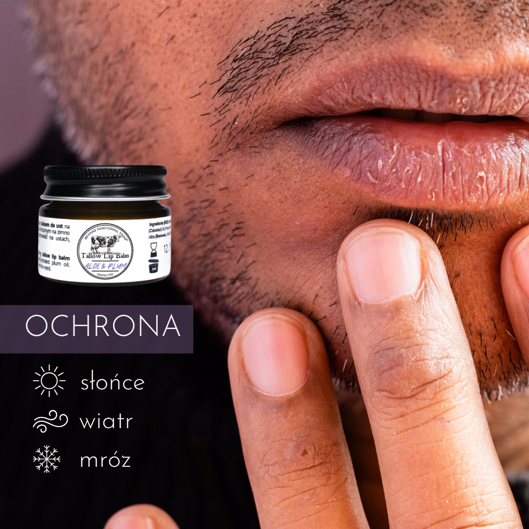 Naturalny balsam do ust z łoju i aloesu - Tallow Lip Balm Aloe & Plum 15 ml Stan opakowania oryginalne