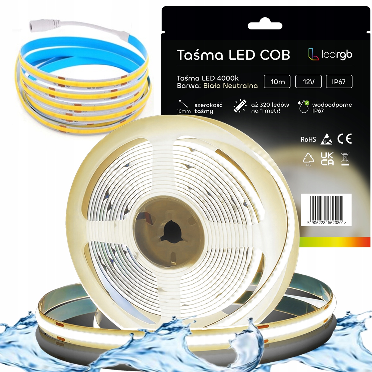 Led pásek Neon Cob 12V 10 m 320 diod 4000K Bílý Neutrální Voděodolný IP67
