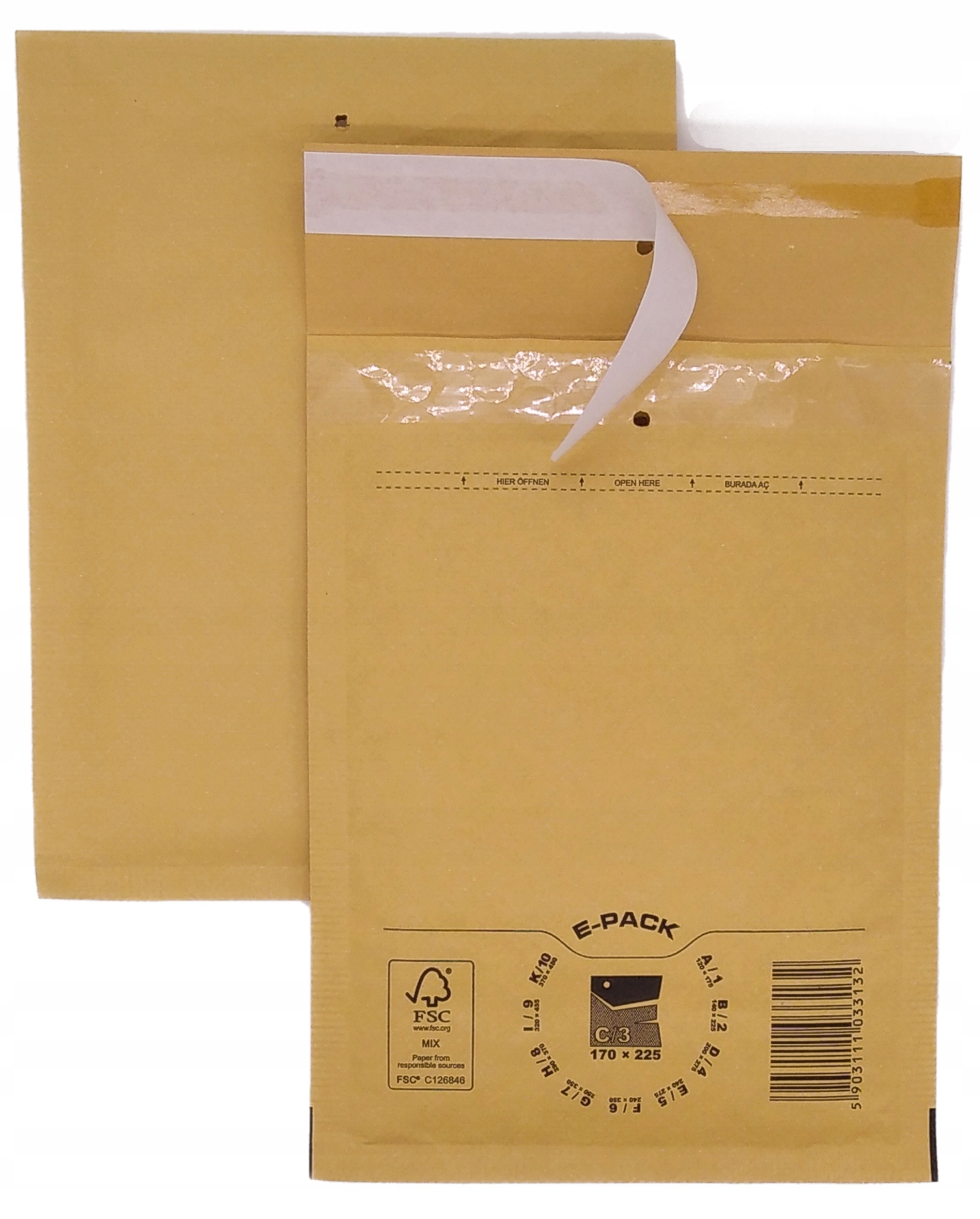 

Koperty bąbelkowe C13 A5/B6+ Brązowe E-pack x20