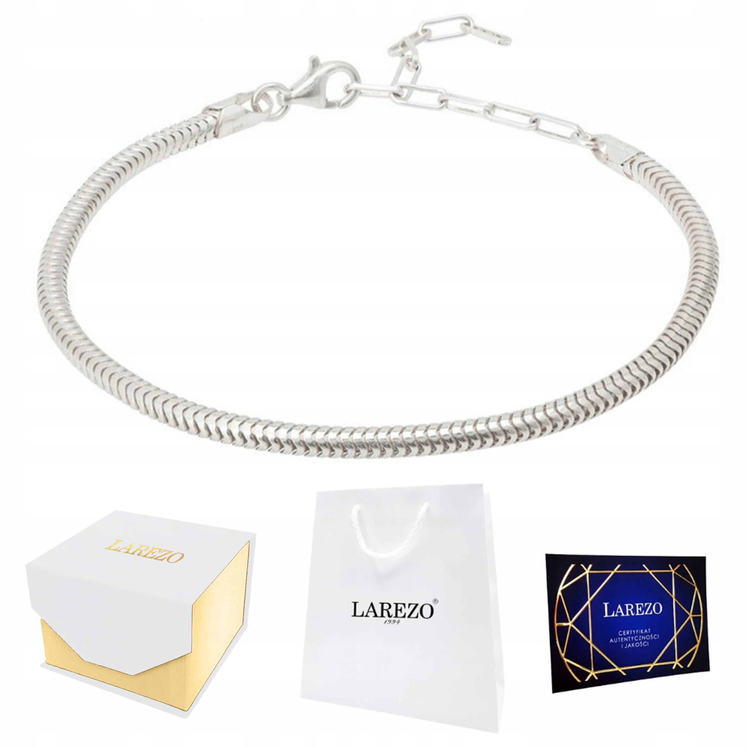 Stříbrný modulární náramek Zmijka Základna Charms Přívěsek 18cm Stříbro 925