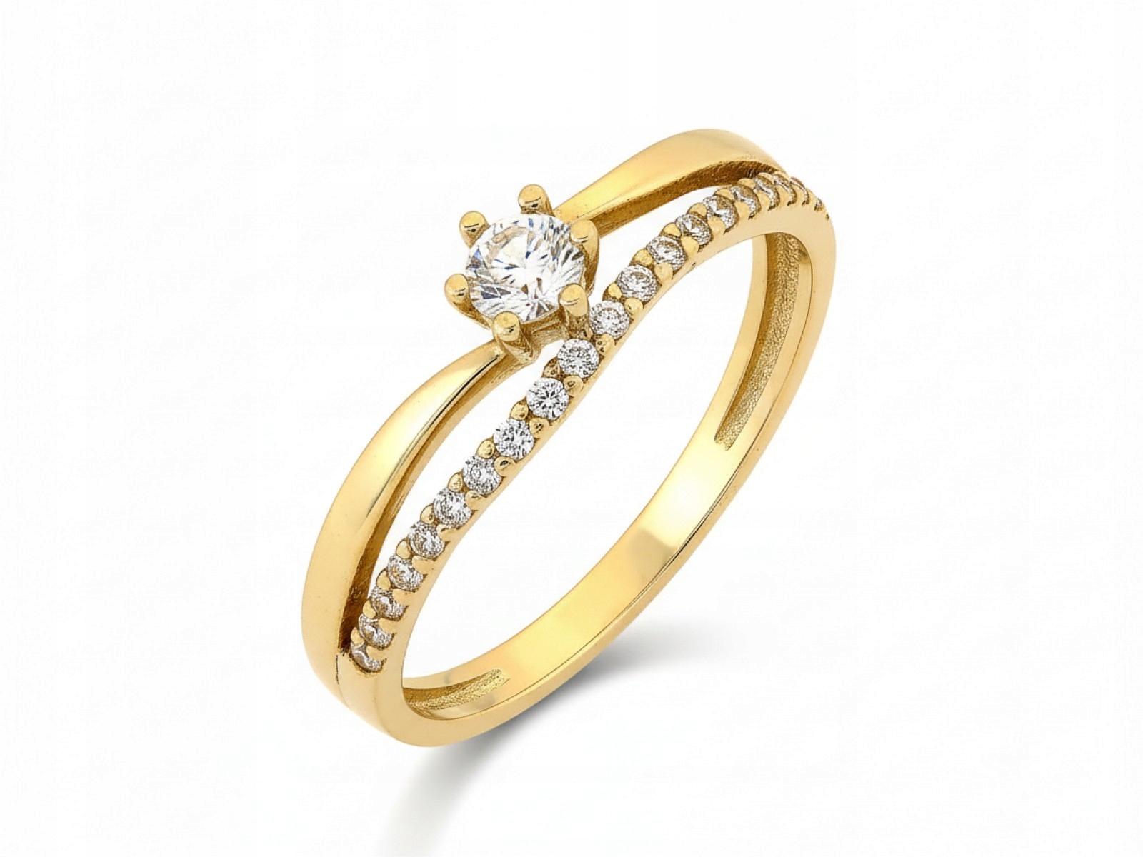 Dámský zlatý prstýnek 585 s kamínky, velikost 16 pro maminku, značkový, 14 karátový