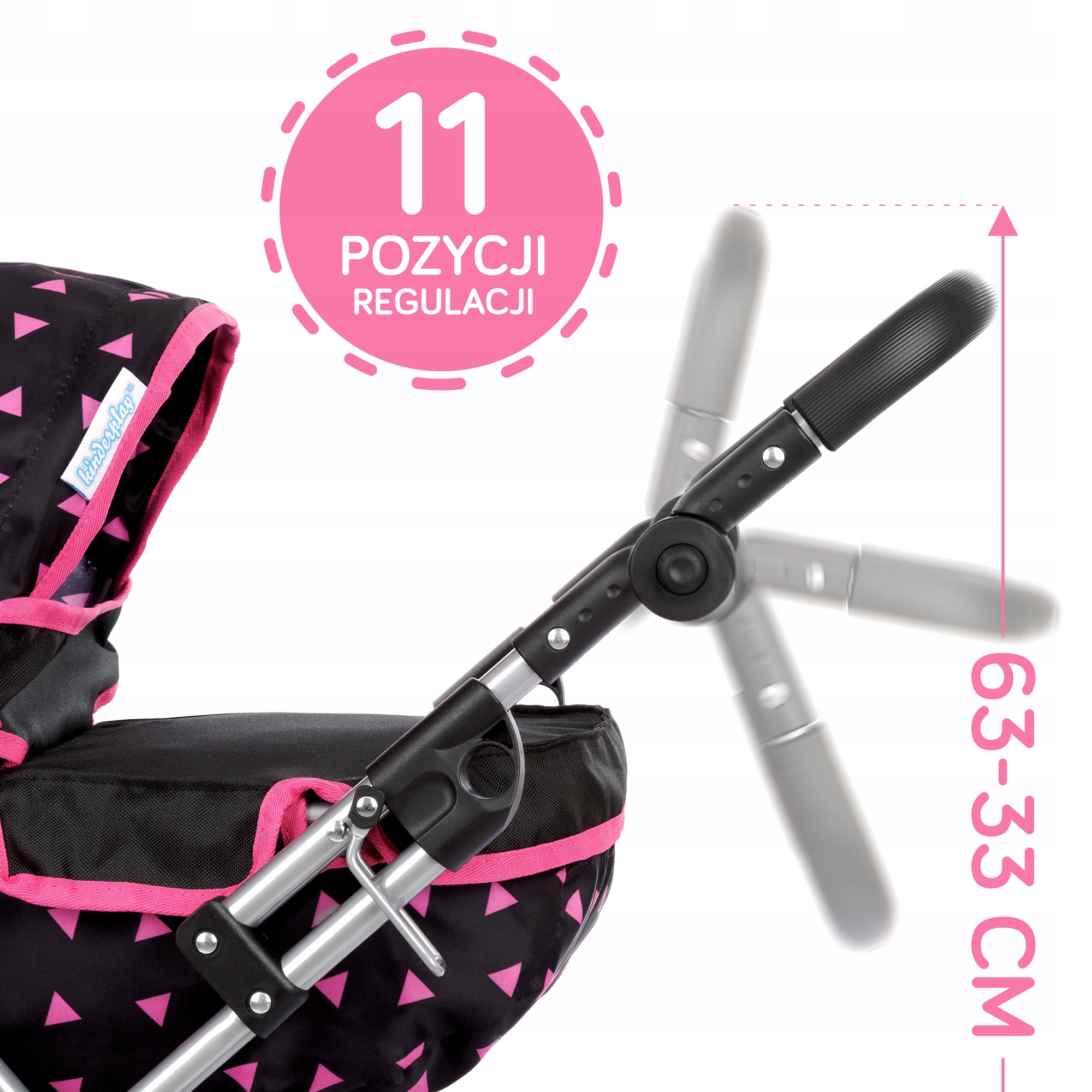 KINDERPLAY WÓZEK DLA LALEK GŁĘBOKI GONDOLA SKŁADANY TORBA REGULOWANA RĄCZKA Bohater brak