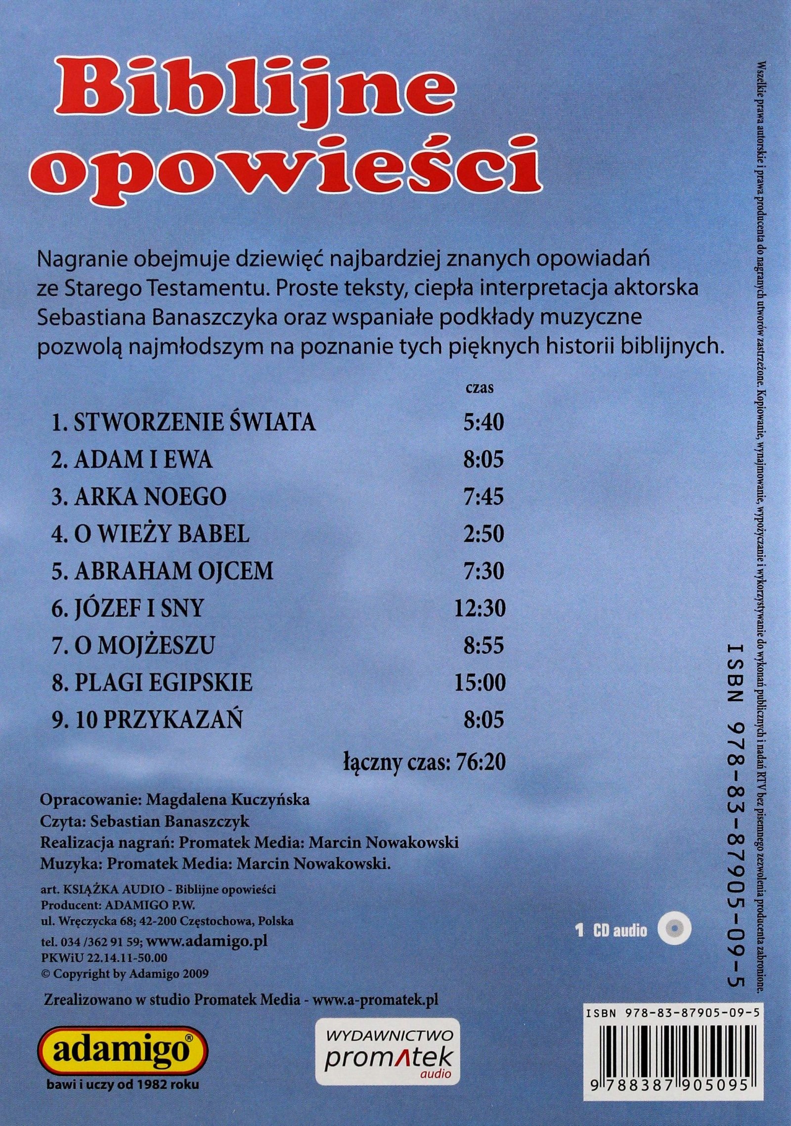BIBLIJNE OPOWIEŚCI - MAGDALENA KUCZYŃSKA (AUDIOBOOK) (CD) Wydawnictwo Promatek