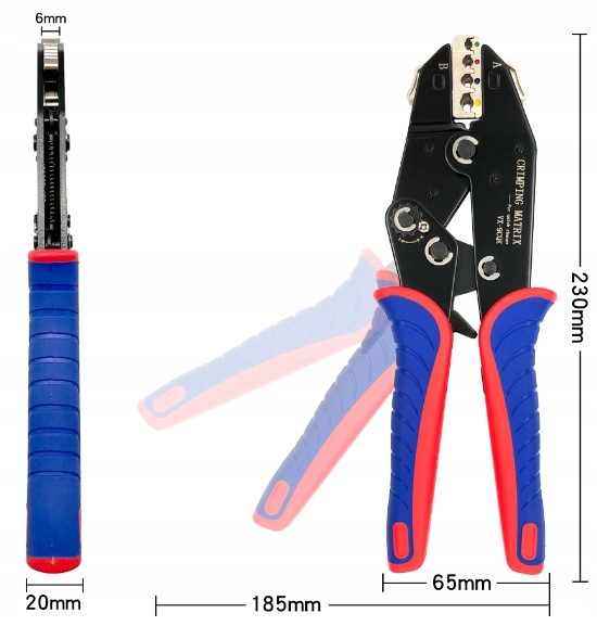 ZACISKARKA PRASKA DO KONEKTORÓW IZOLOWANYCH KABLI Maksymalny przekrój przewodu 6 mm²