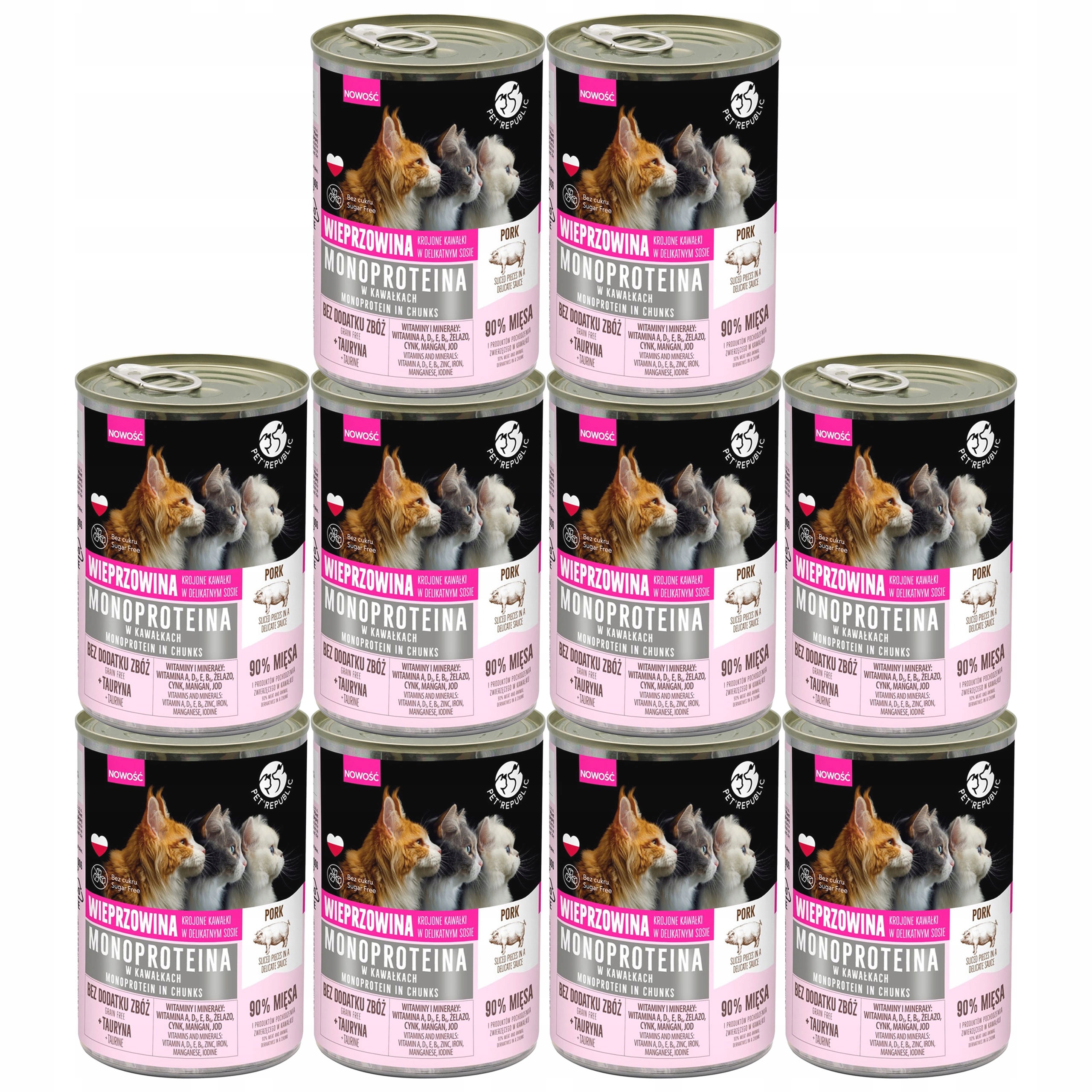 Pet Republic Mono vepřové krmivo pro kočky mokré 10 x 400 g monoproteinové