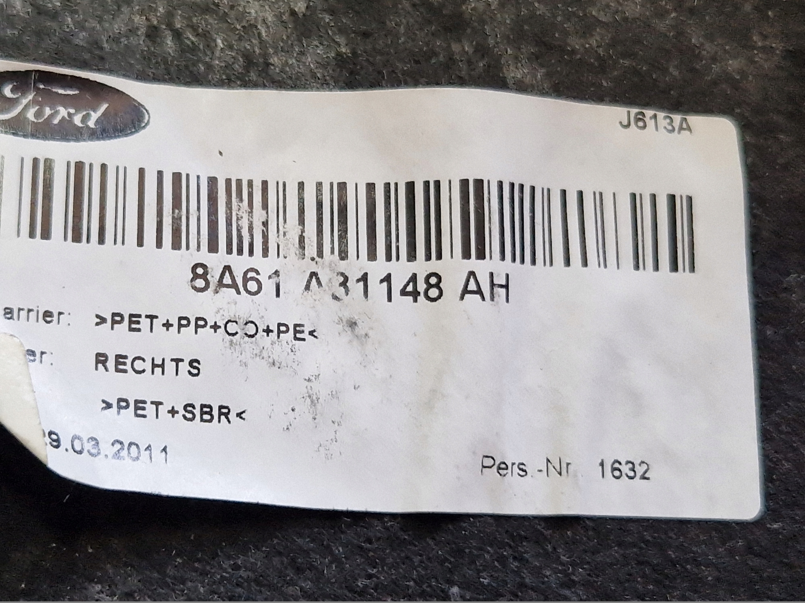 FORD FIESTA MK7 side upholstery boot right 8A61-A31148-AH