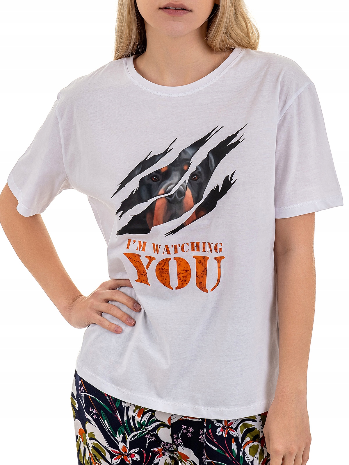 

Koszulka t-shirt damski z nadrukiem pies biały M