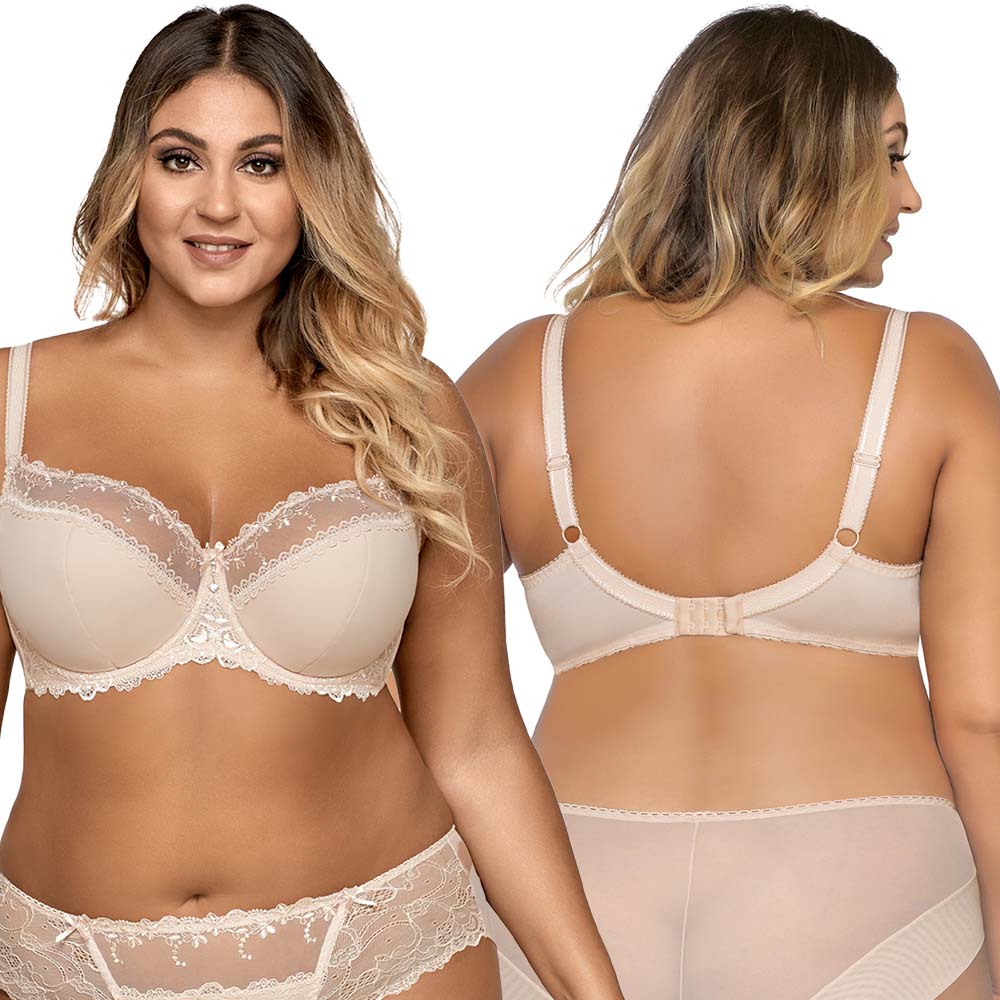 AVA stanik biustonosz wygodny półusztywniany AV-1030 SEMI-SOFT beżowy 80I Wzór dominujący bez wzoru