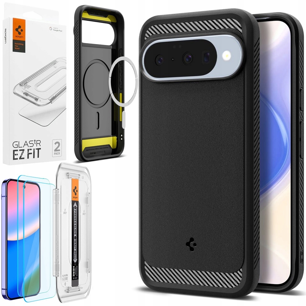Set Spigen Pouzdro Rugged PixelSnap 2x Sklo pro Google Pixel 10/10 Pro