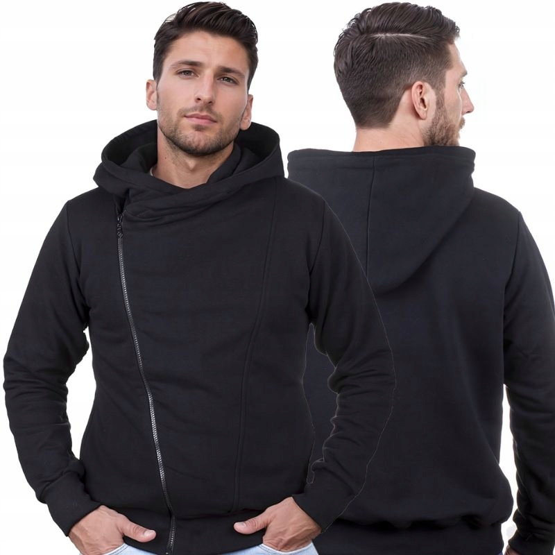 Černá rozepínací mikina s teplákovou bundou pro muže s kapucí Lamon Premium L