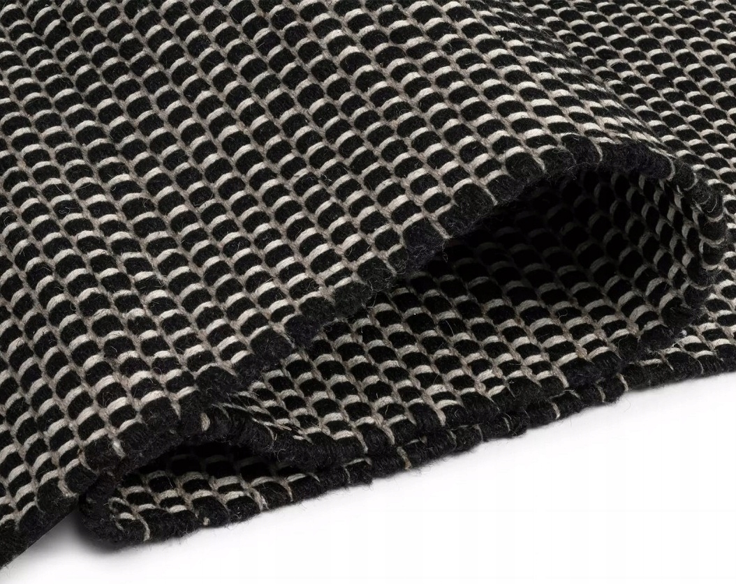 Dywan wełniany Loni wełna 170x240 czarny black w stylu scandi boho japandi