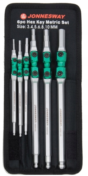 JONNESWAY KLUCZE AMPULOWE IMBUSY Z PRZEGUBEM 6 SZT