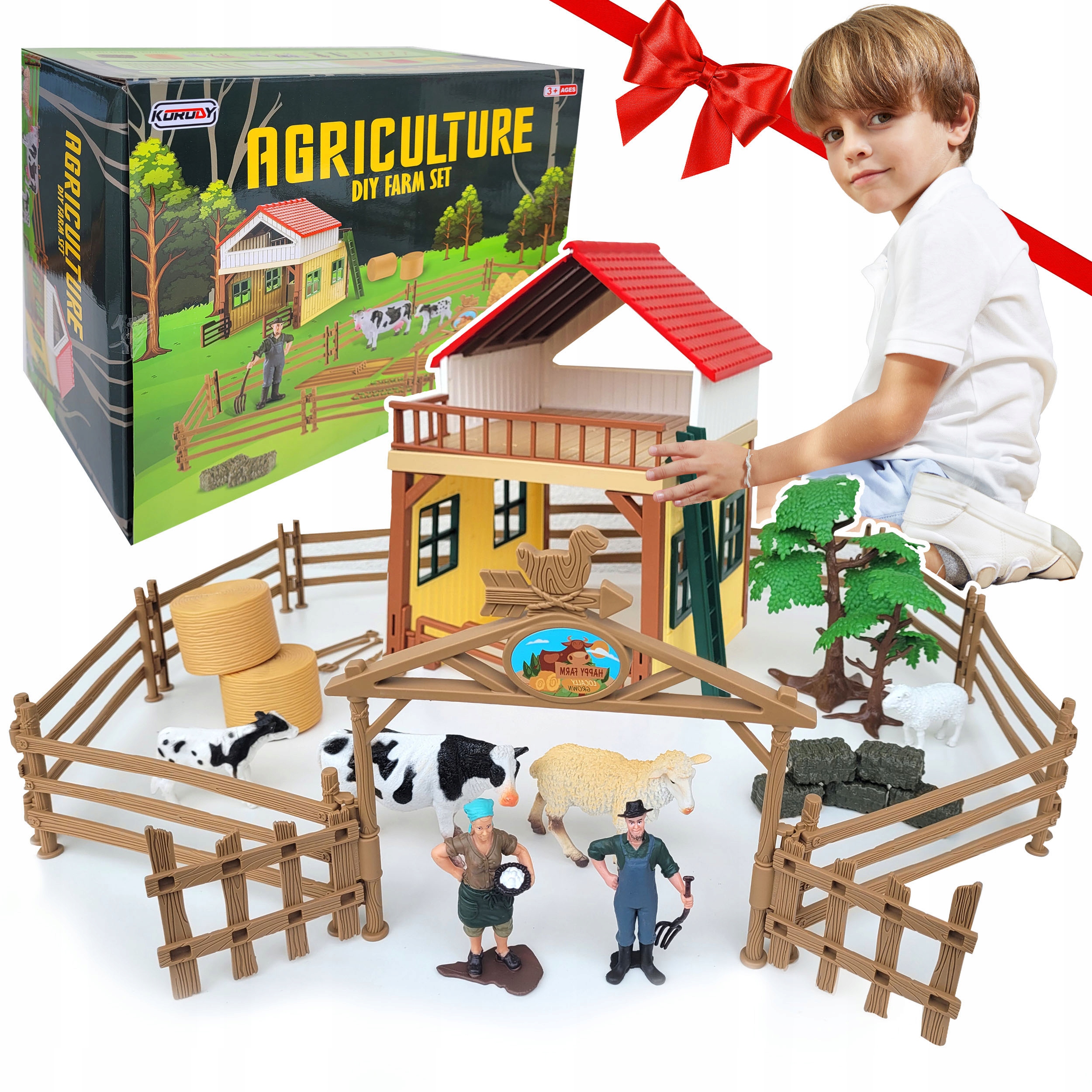 XXL WIELKI ZESTAW STAJNIA FARMA ROLNIK GOSPODYNI ZAGRODA ZWIERZĘTA
