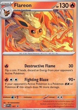Holo Pokemon Tcg Ognisty Flareon (svp 167)