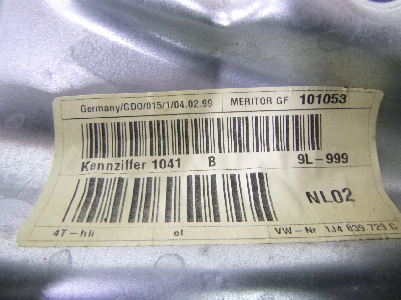 Mécanisme Vitre Arrière Gauche VW Bora 1J4959811C 1999