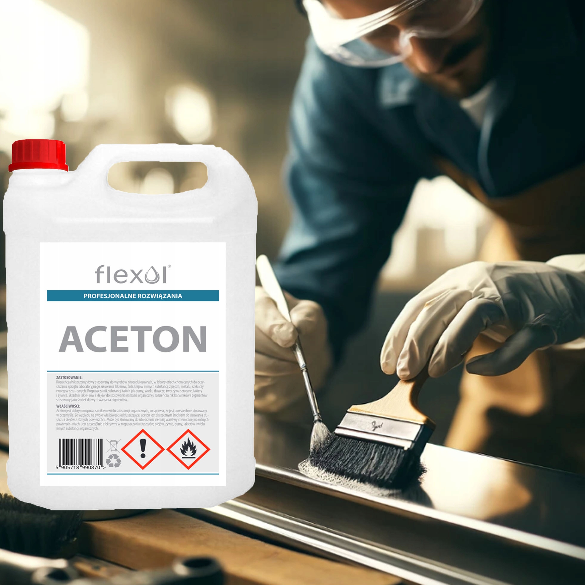 Aceton techniczny zmywacz odtłuszczacz rozpuszczalnik do kleju farb lakieru EAN (GTIN) 5905718990863