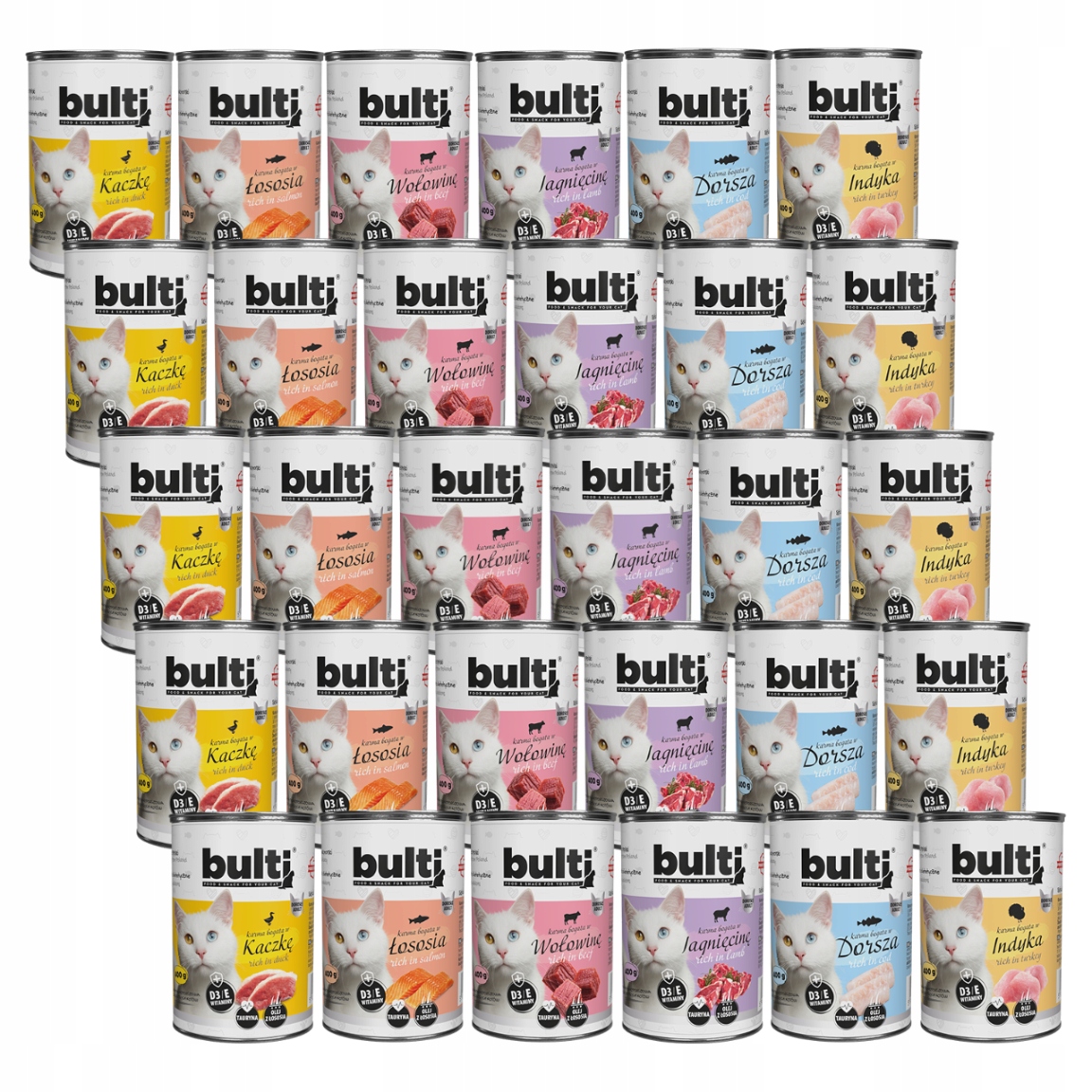 Levně Krmivo Pro Kočky Vlhké Krmivo Plechovka Mletá MIX Chutí 30x400g Bulti