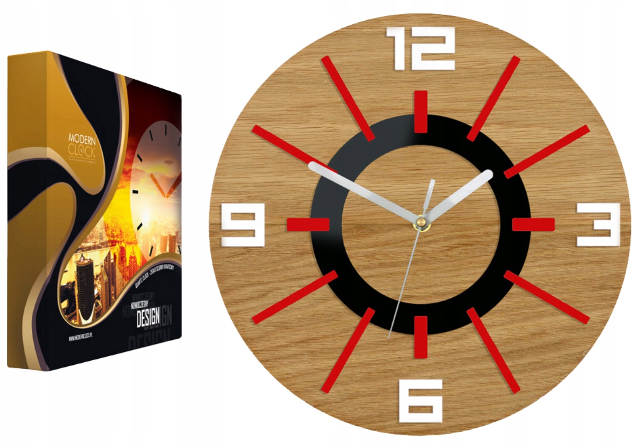 Nástěnné hodiny Dubový akrylový Aladin Wood Red Mirror Kulatý