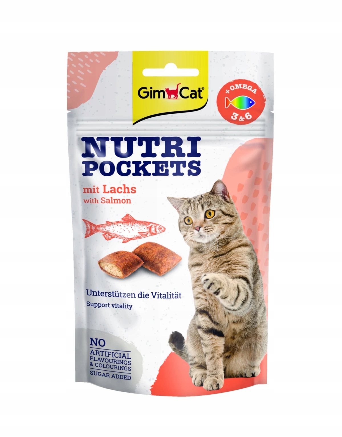 8x Gimcat Nutri Pockets losos Omega 3 a 6 60g