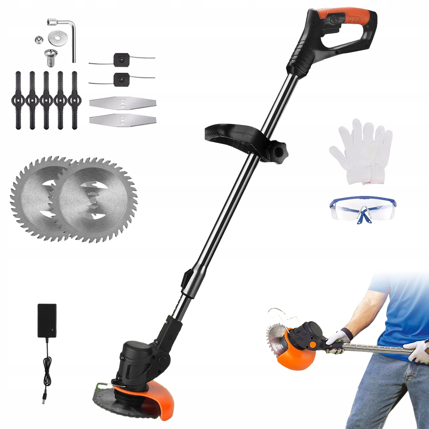 Podkaszarka Akumulatorowa Kosa Ogrodowa Wykaszarka Do Trawy 2x Aku Zestaw