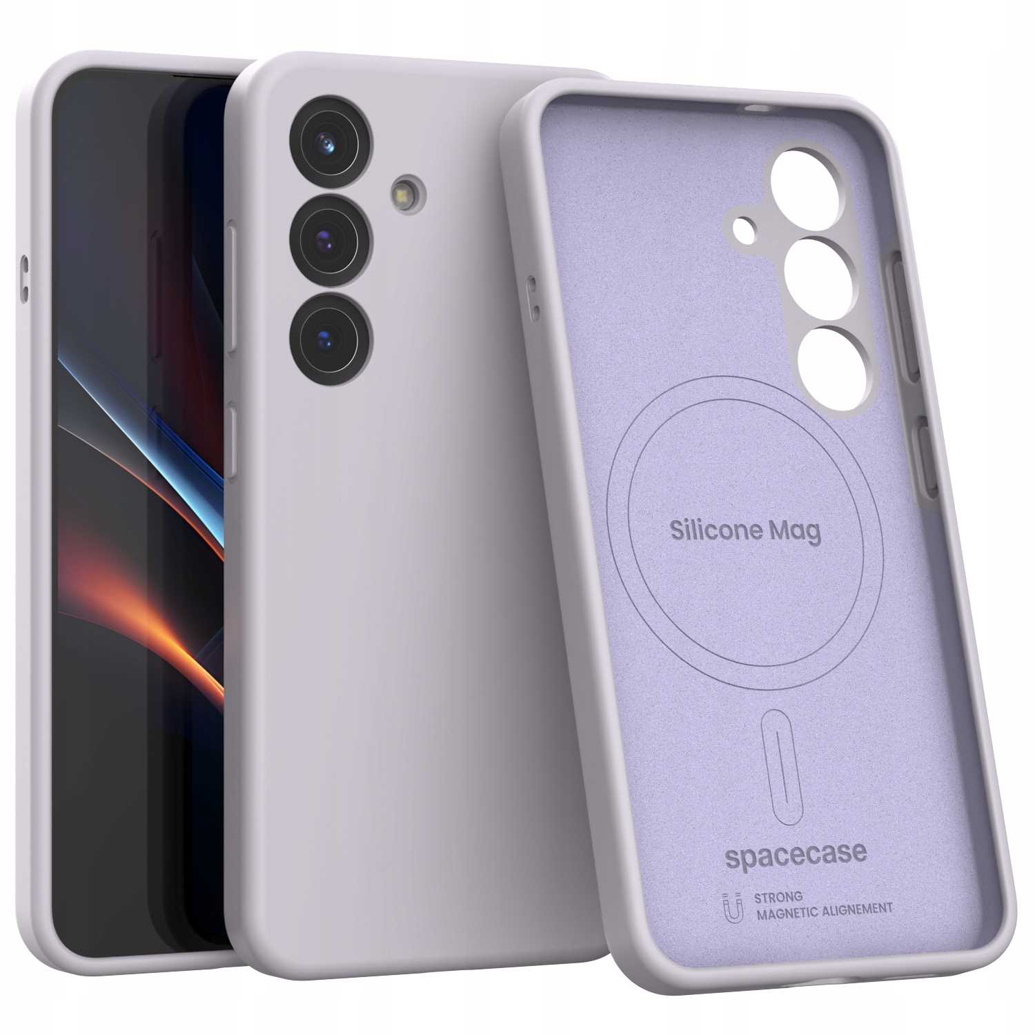 Silikonový kryt Spacecase Mag pro Galaxy S25 světle fialový