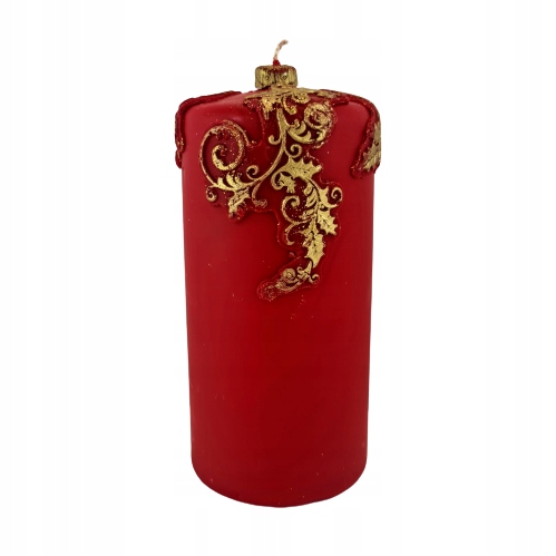 

Świeca Ozdobna 15CM Ostrokrzew Czerwono-złota