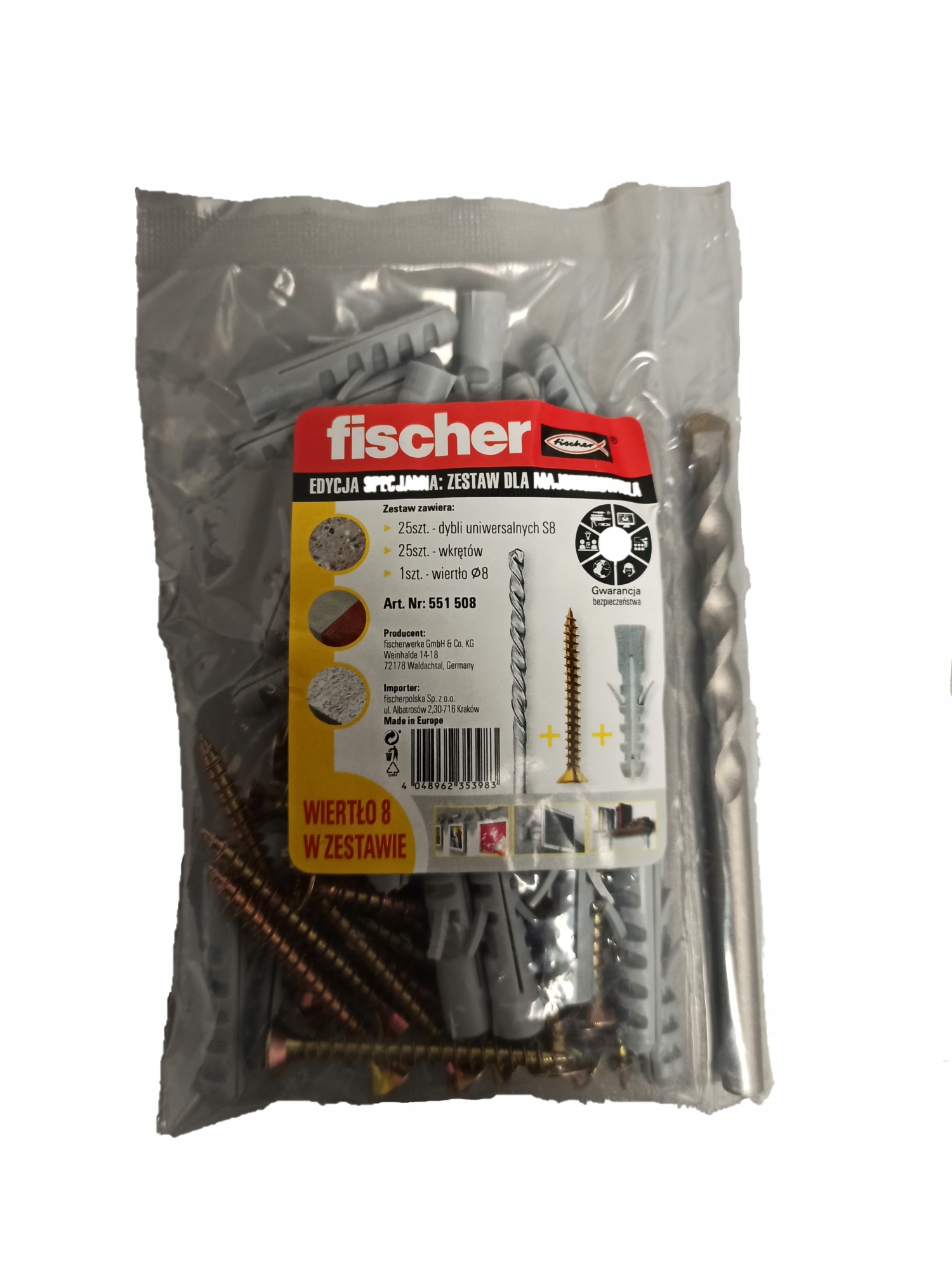 

Fischer kołki S 8x40mm wkręty 25szt wiertło