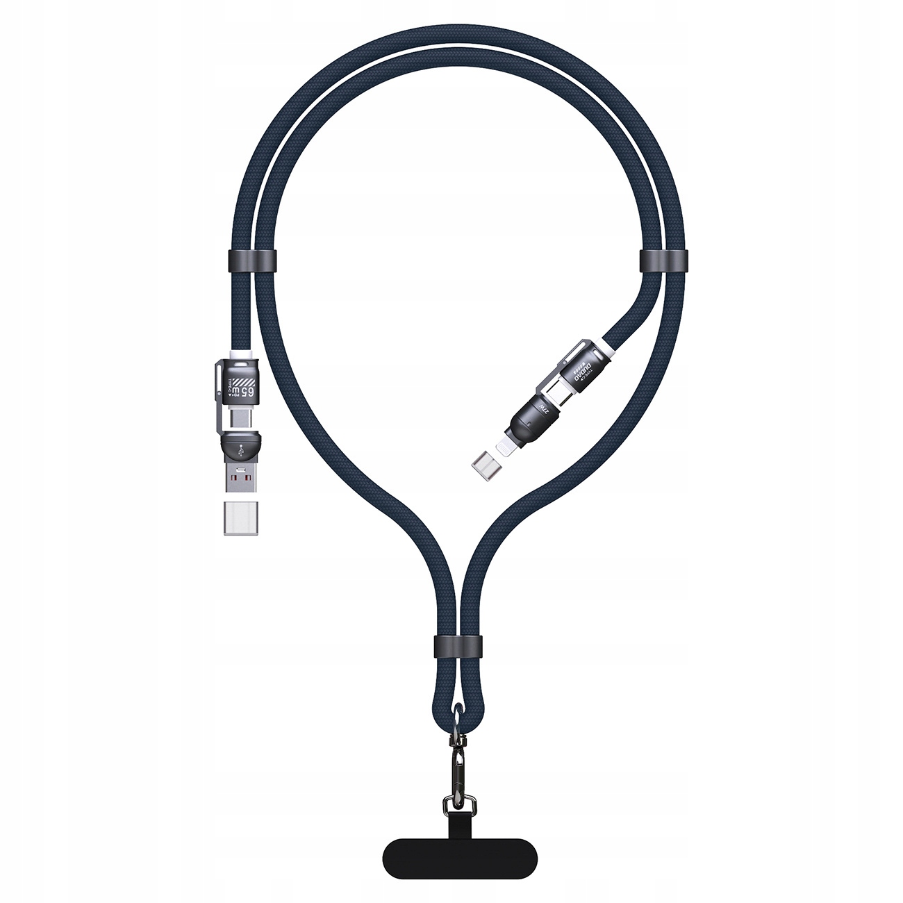 Kabel Dudao L20Max 65W 4w1 ze smyczą Usb- C do Usb- C z adapterami i Usb-