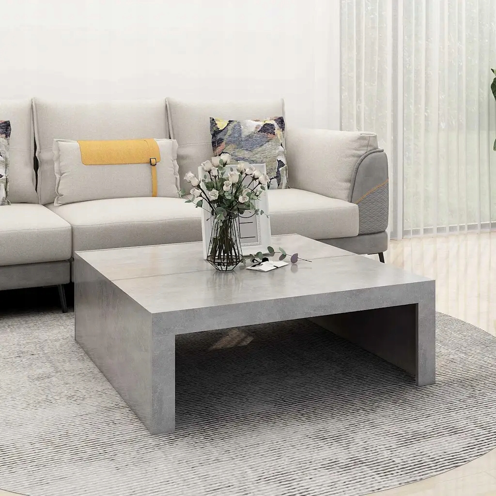 Konferenční stolek betonově šedý 100x100x35 cm kompozitní dřevo Šedá 808571